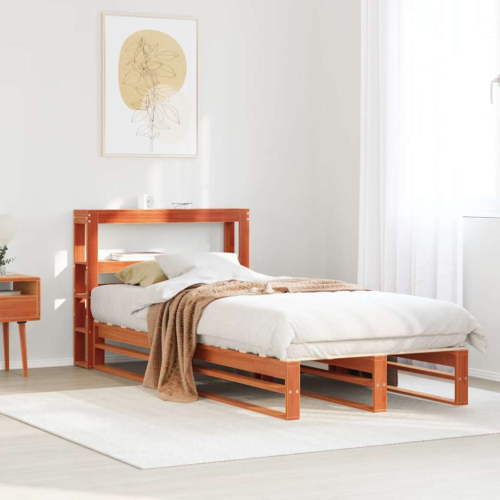 Letto senza Materasso Marrone Cera 75x190 cm in Legno di Pino | homemem39