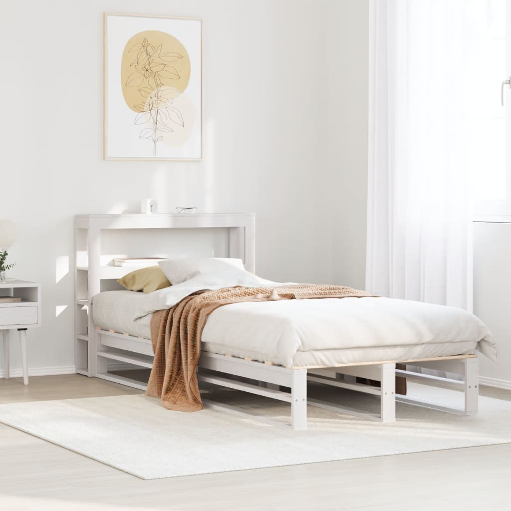 Letto senza Materasso Bianco 90x190 cm in Legno Massello Pino - homemem39