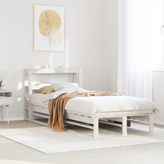 Letto senza Materasso Bianco 90x190 cm in Legno Massello Pino - homemem39