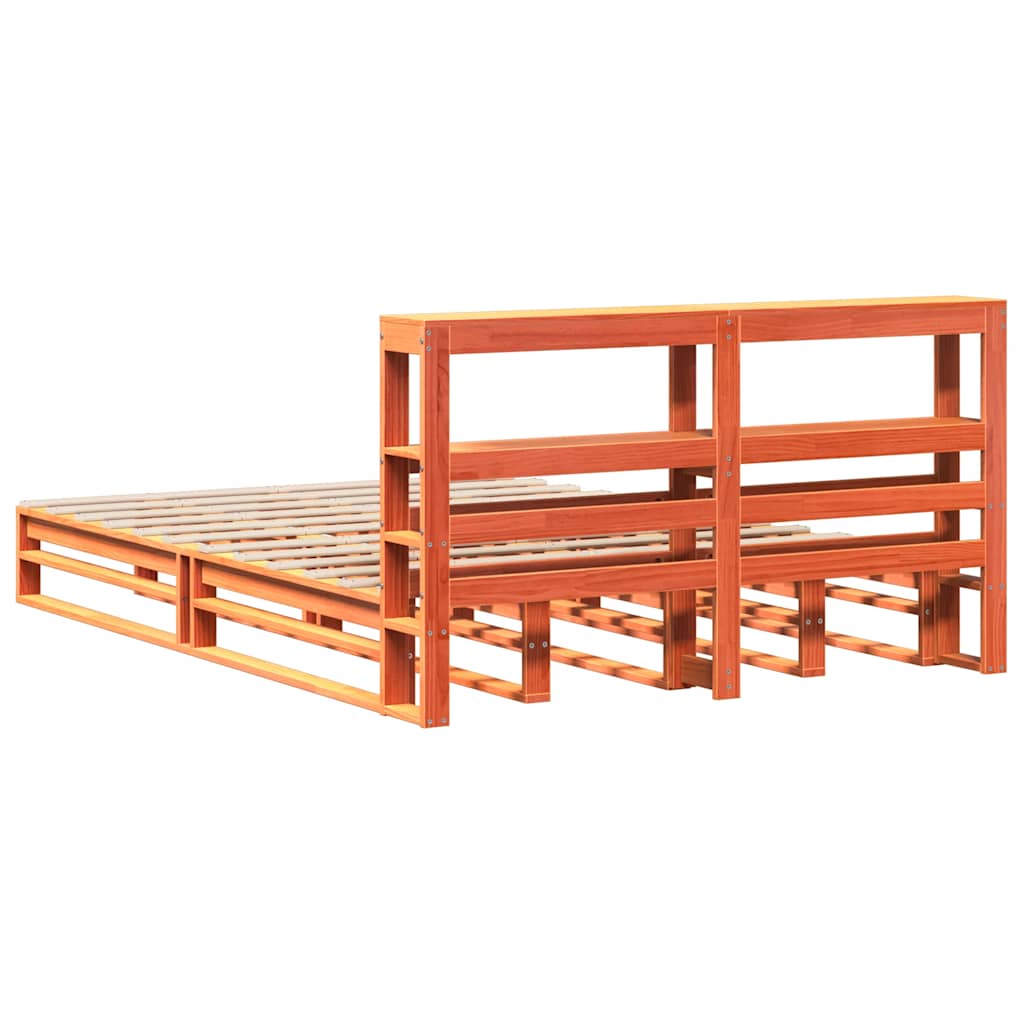 Giroletto con Testiera Marrone Cera 135x190 cm Massello Pino | homemem39