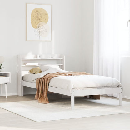 Letto senza Materasso Bianco 75x190 in Legno Massello di Pino - homemem39