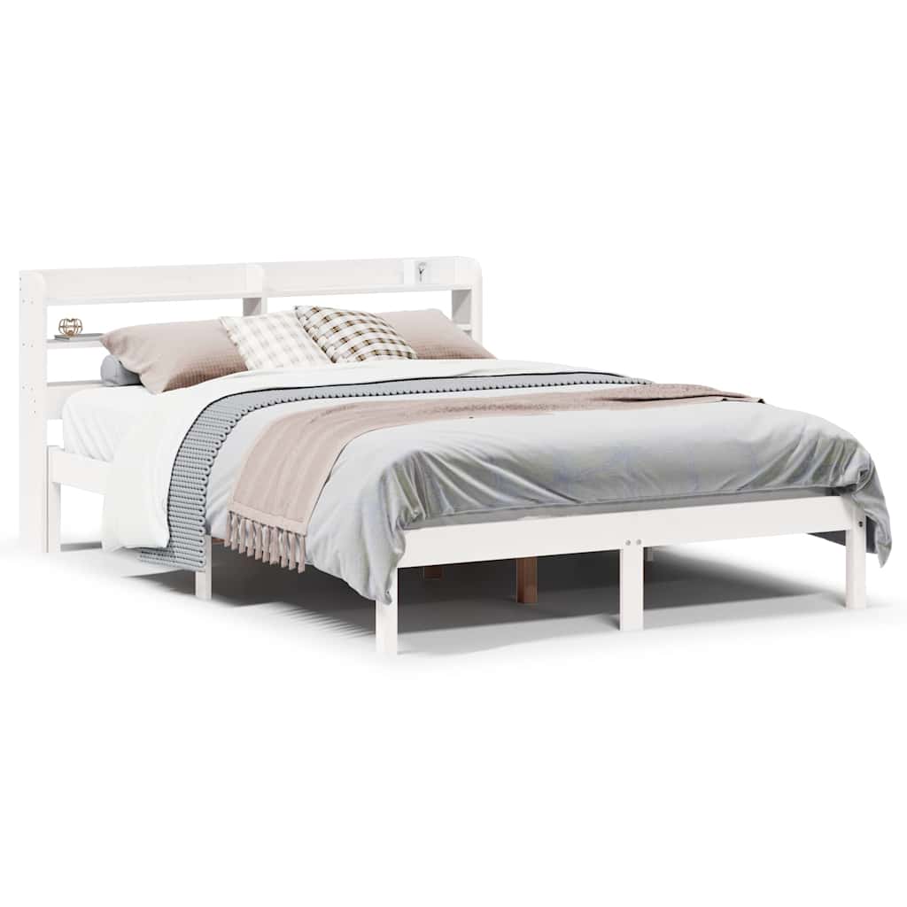 Letto senza Materasso Bianco 135x190 cm Legno Massello di Pino | homemem39