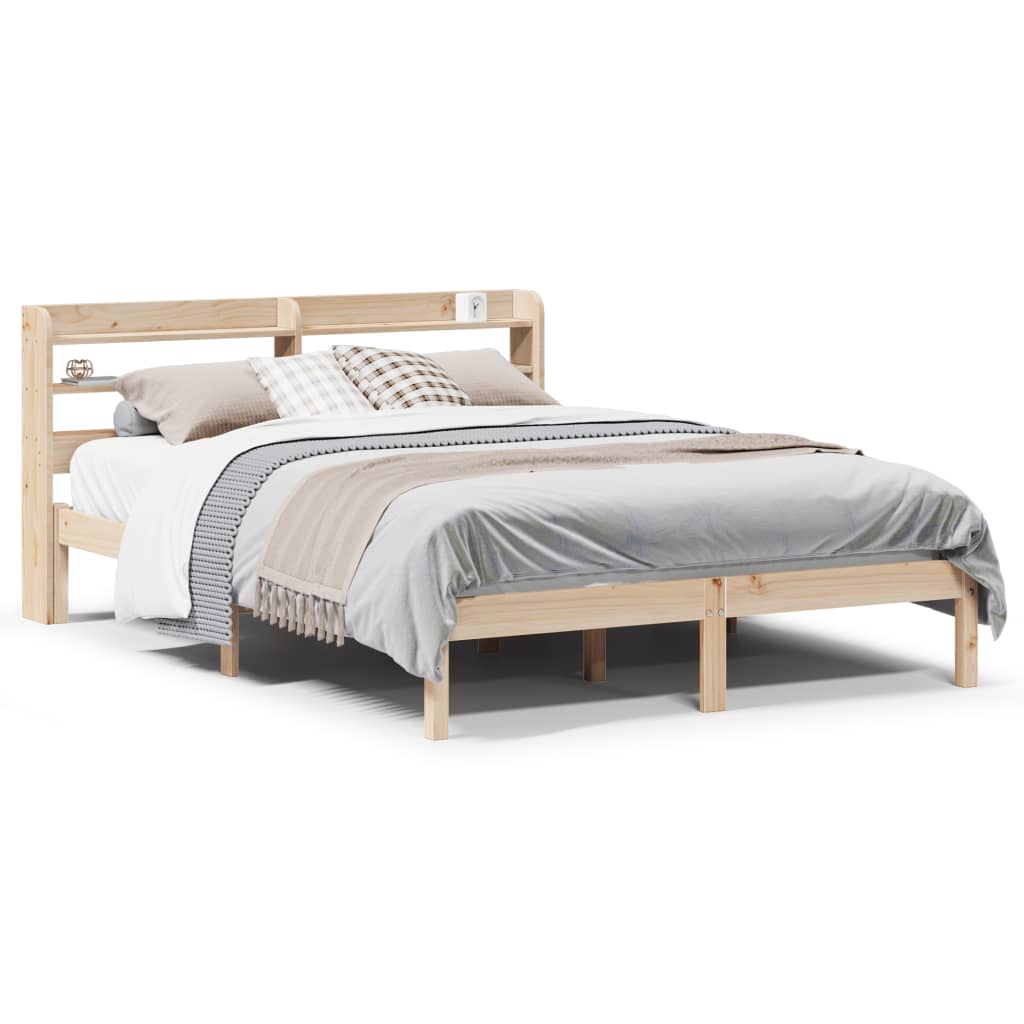 Letto senza Materasso 140x190 cm in Legno Massello di Pino - homemem39