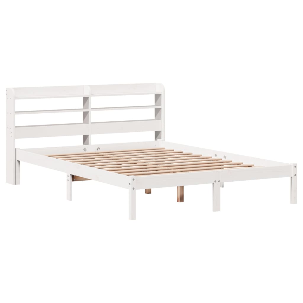Letto senza Materasso Bianco 140x190 cm Legno Massello di Pino - homemem39