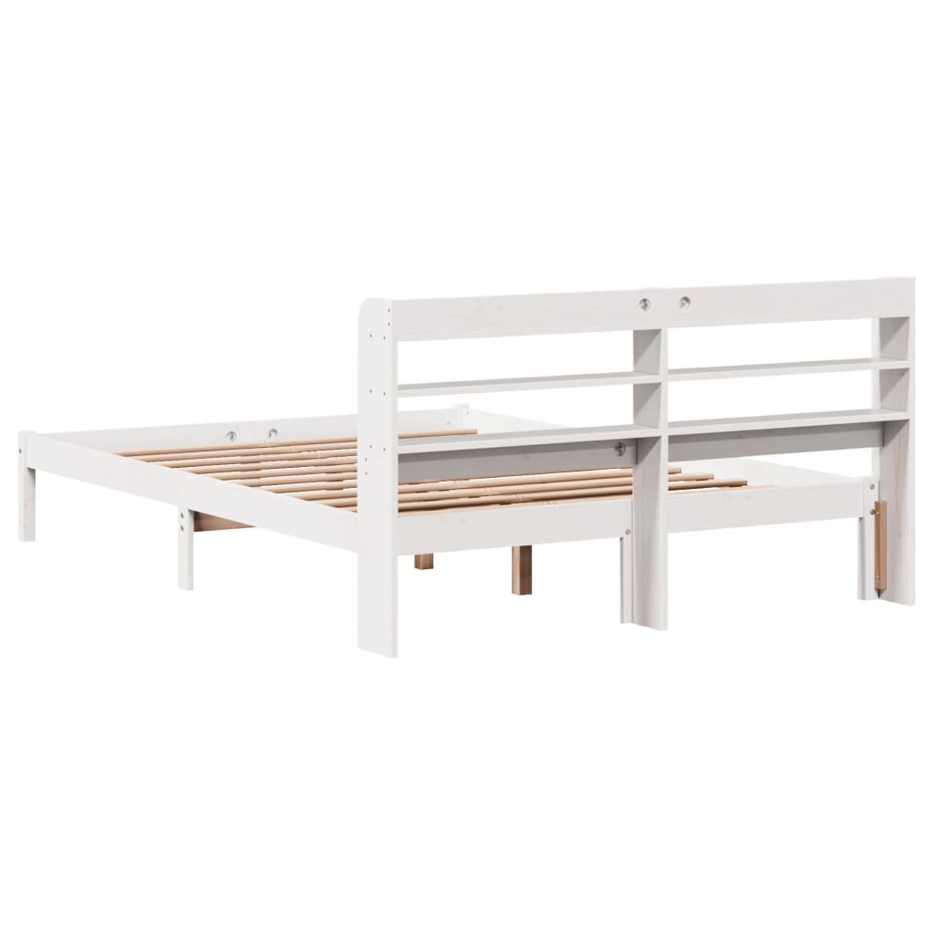 Letto senza Materasso Bianco 140x190 cm Legno Massello di Pino - homemem39