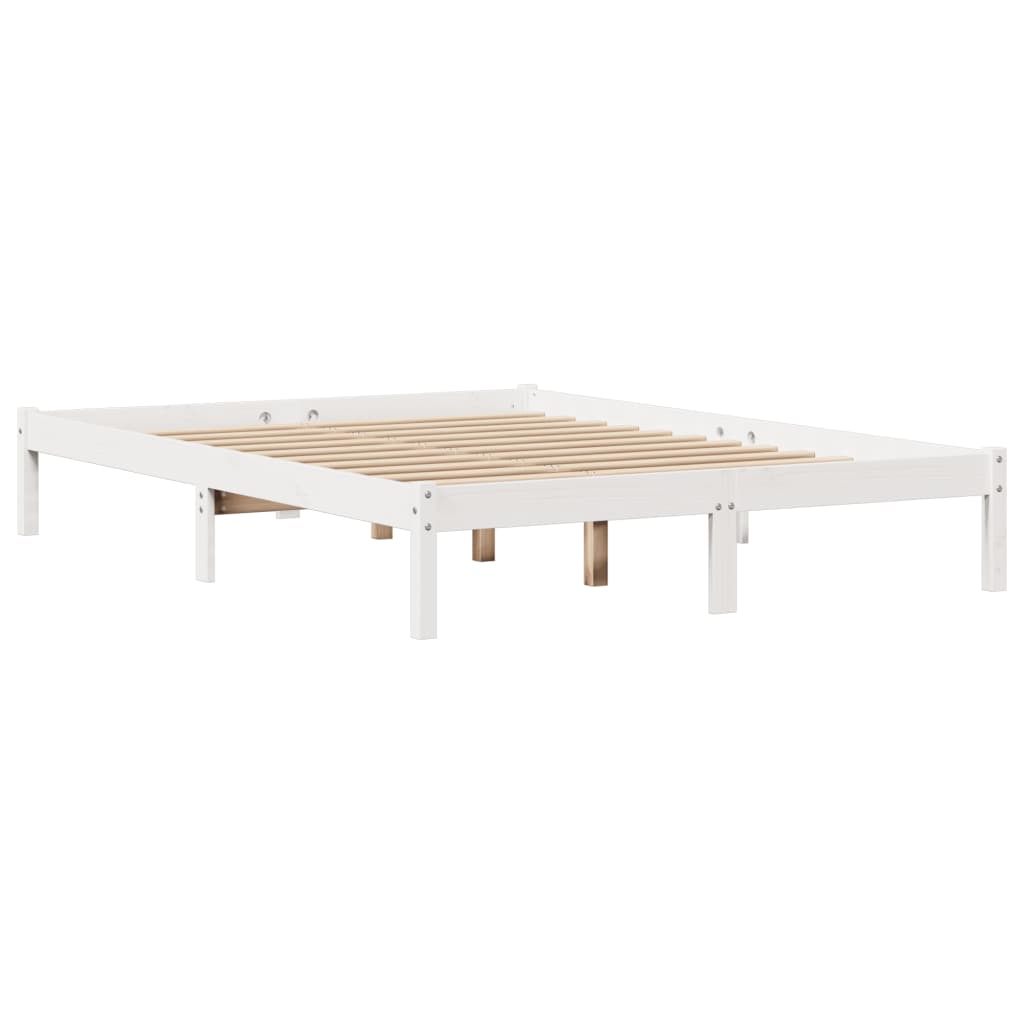 Letto senza Materasso Bianco 140x190 cm Legno Massello di Pino - homemem39