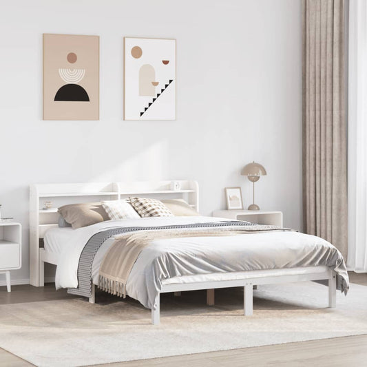 Letto senza Materasso Bianco 140x190 cm Legno Massello di Pino - homemem39