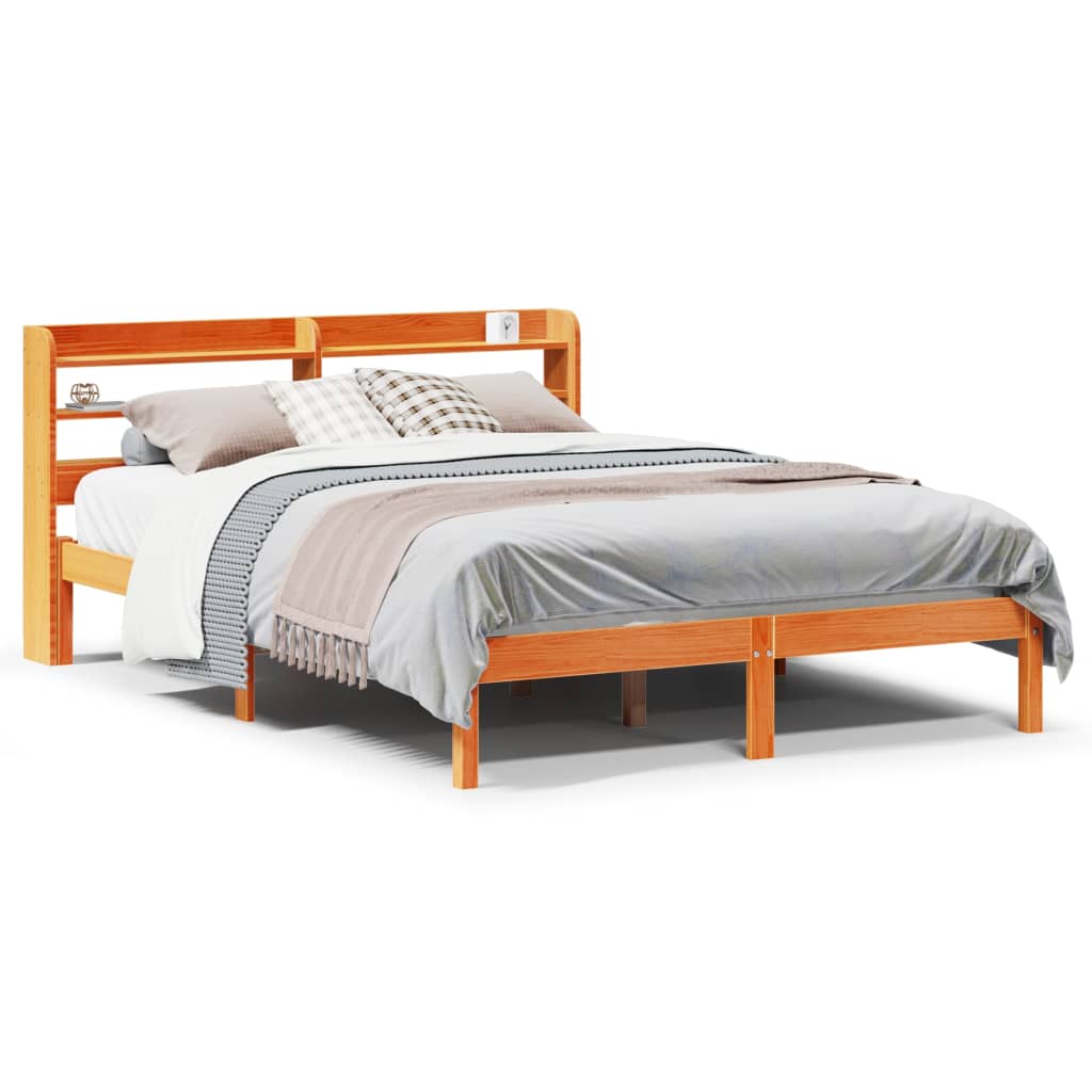 Giroletto con Testiera Marrone Cera 140x190 cm Massello Pino | homemem39