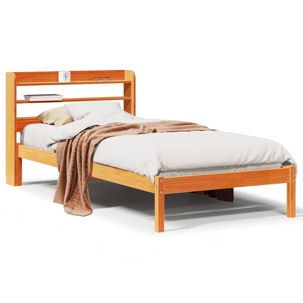 Giroletto con Testiera Marrone Cera 100x200 cm Massello Pino | homemem39
