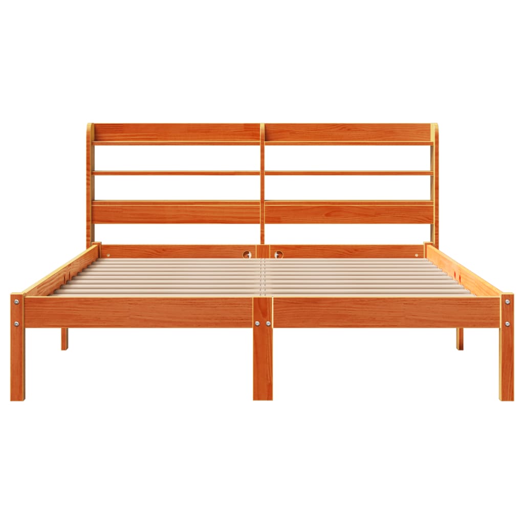 Giroletto con Testiera Marrone Cera 140x200 cm Massello Pino | homemem39