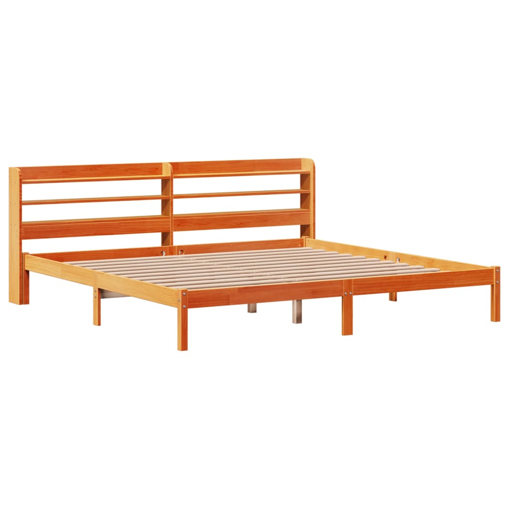 Giroletto con Testiera Marrone Cera 200x200 cm Massello Pino | homemem39