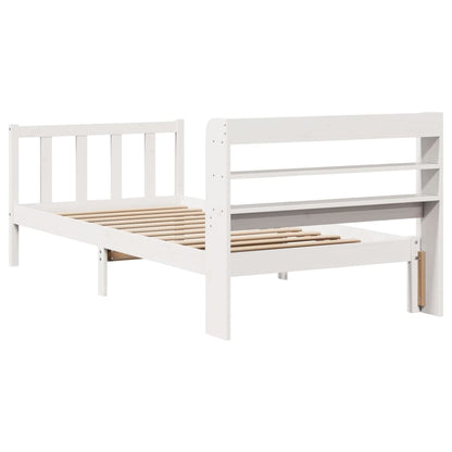 Letto senza Materasso Bianco 75x190 in Legno Massello di Pino - homemem39