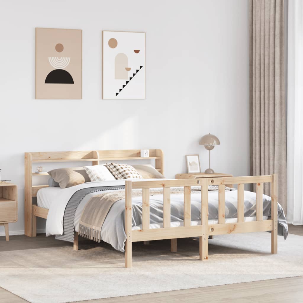 Letto senza Materasso 140x190 cm in Legno Massello di Pino - homemem39