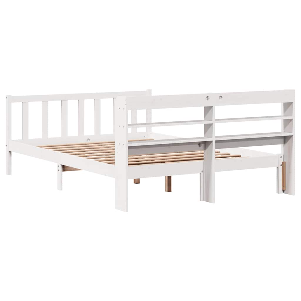 Letto senza Materasso Bianco 140x190 cm Legno Massello di Pino - homemem39