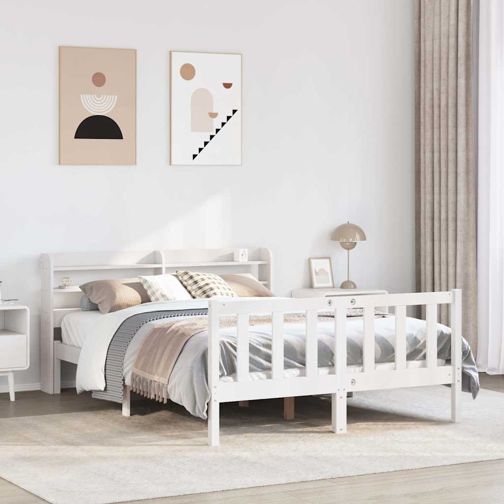 Letto senza Materasso Bianco 140x190 cm Legno Massello di Pino - homemem39