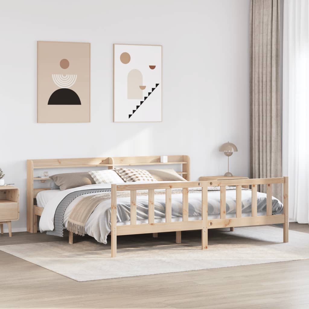 Letto senza Materasso 180x200 cm in Legno Massello di Pino - homemem39