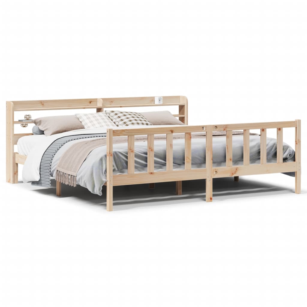 Letto senza Materasso 200x200 cm in Legno Massello di Pino - homemem39