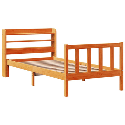 Giroletto con Testiera Marrone Cera 100x200 cm Massello Pino | homemem39