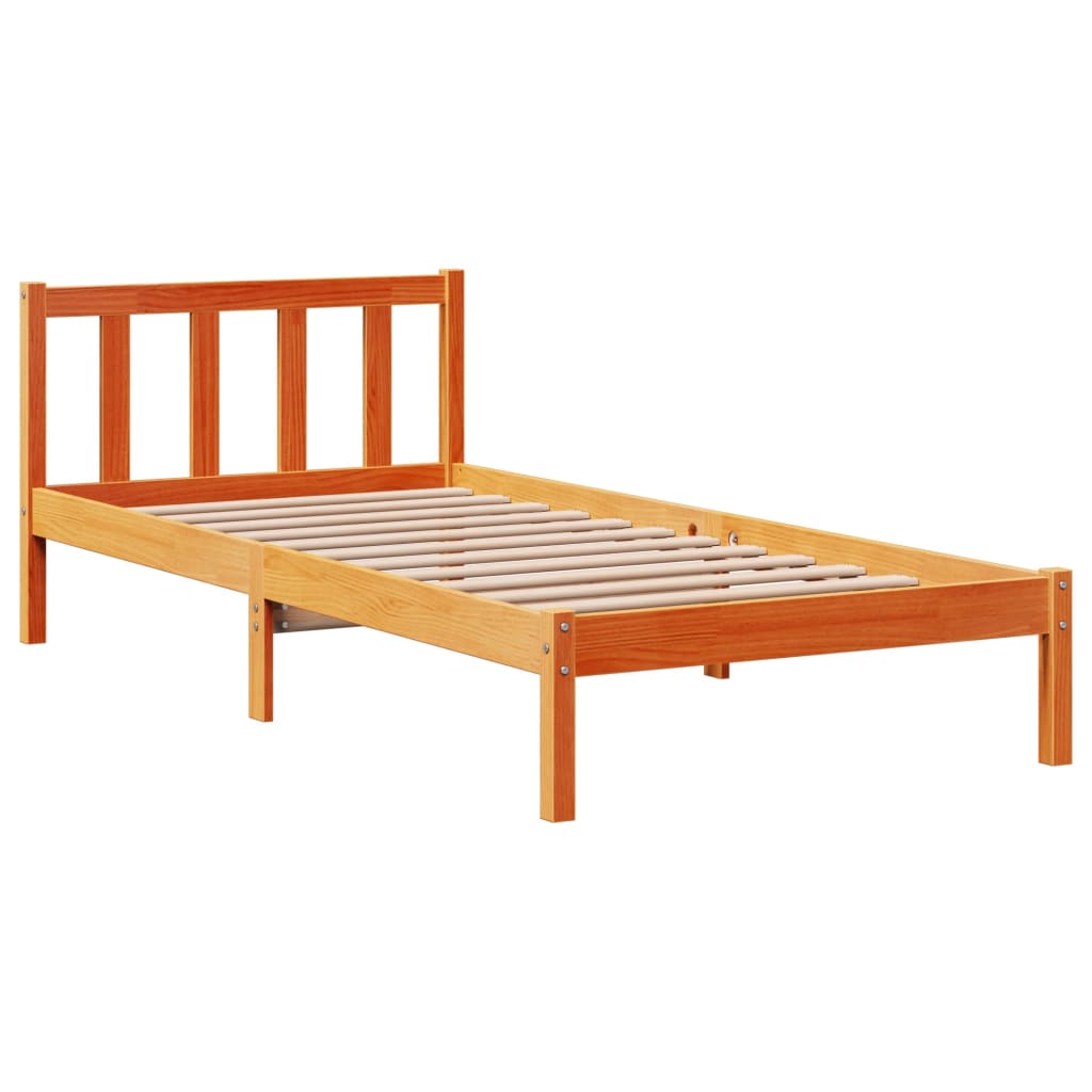 Giroletto con Testiera Marrone Cera 100x200 cm Massello Pino | homemem39
