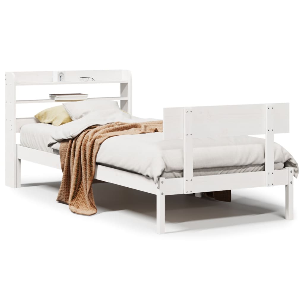 Letto senza Materasso Bianco 75x190 in Legno Massello di Pino | homemem39