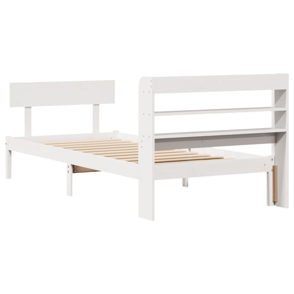 Letto senza Materasso Bianco 75x190 in Legno Massello di Pino | homemem39