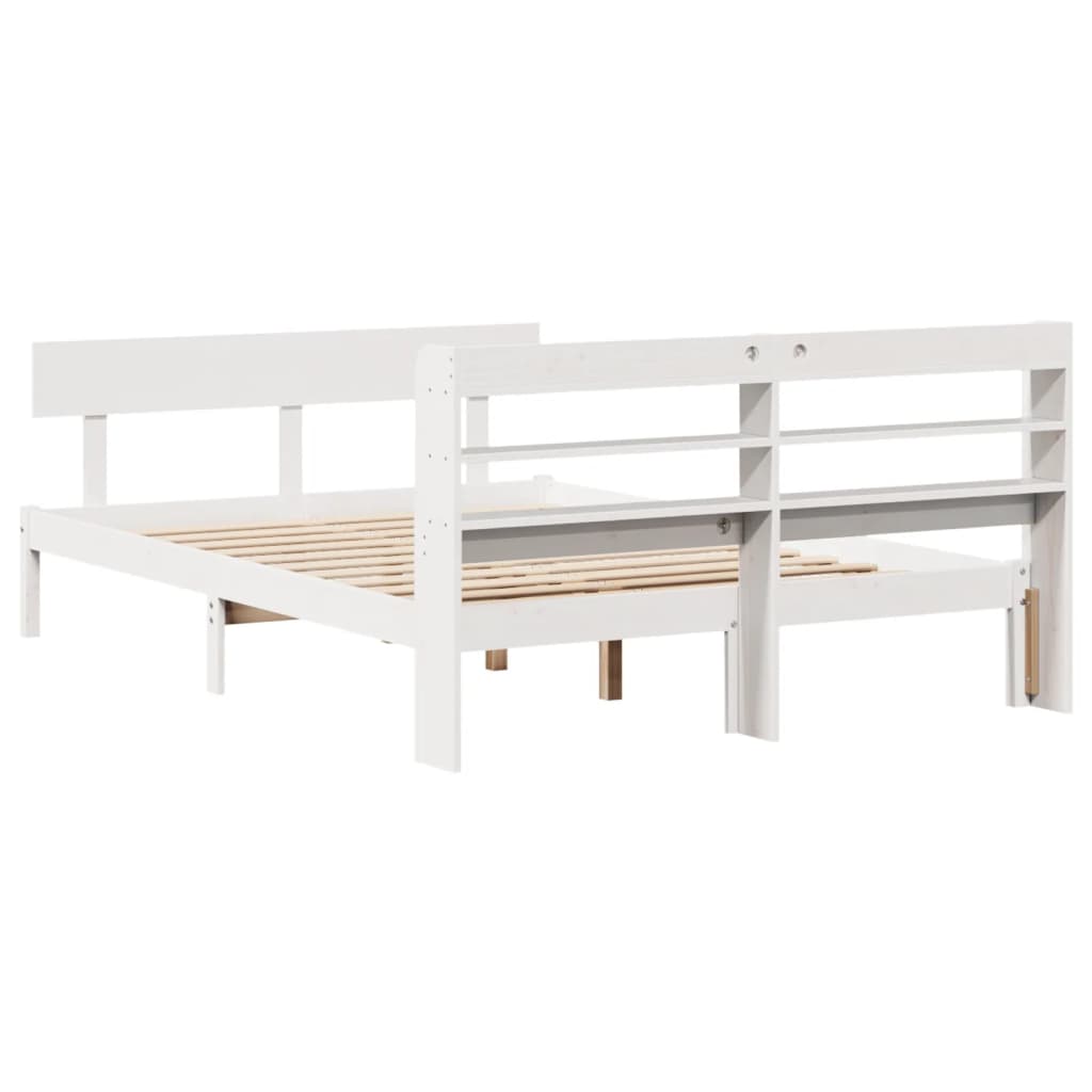 Letto senza Materasso Bianco 135x190 cm Legno Massello di Pino | homemem39