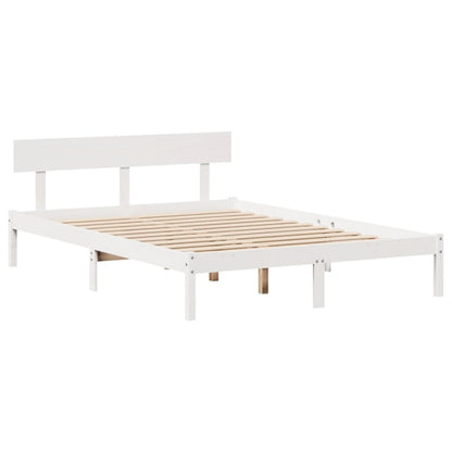 Letto senza Materasso Bianco 135x190 cm Legno Massello di Pino | homemem39