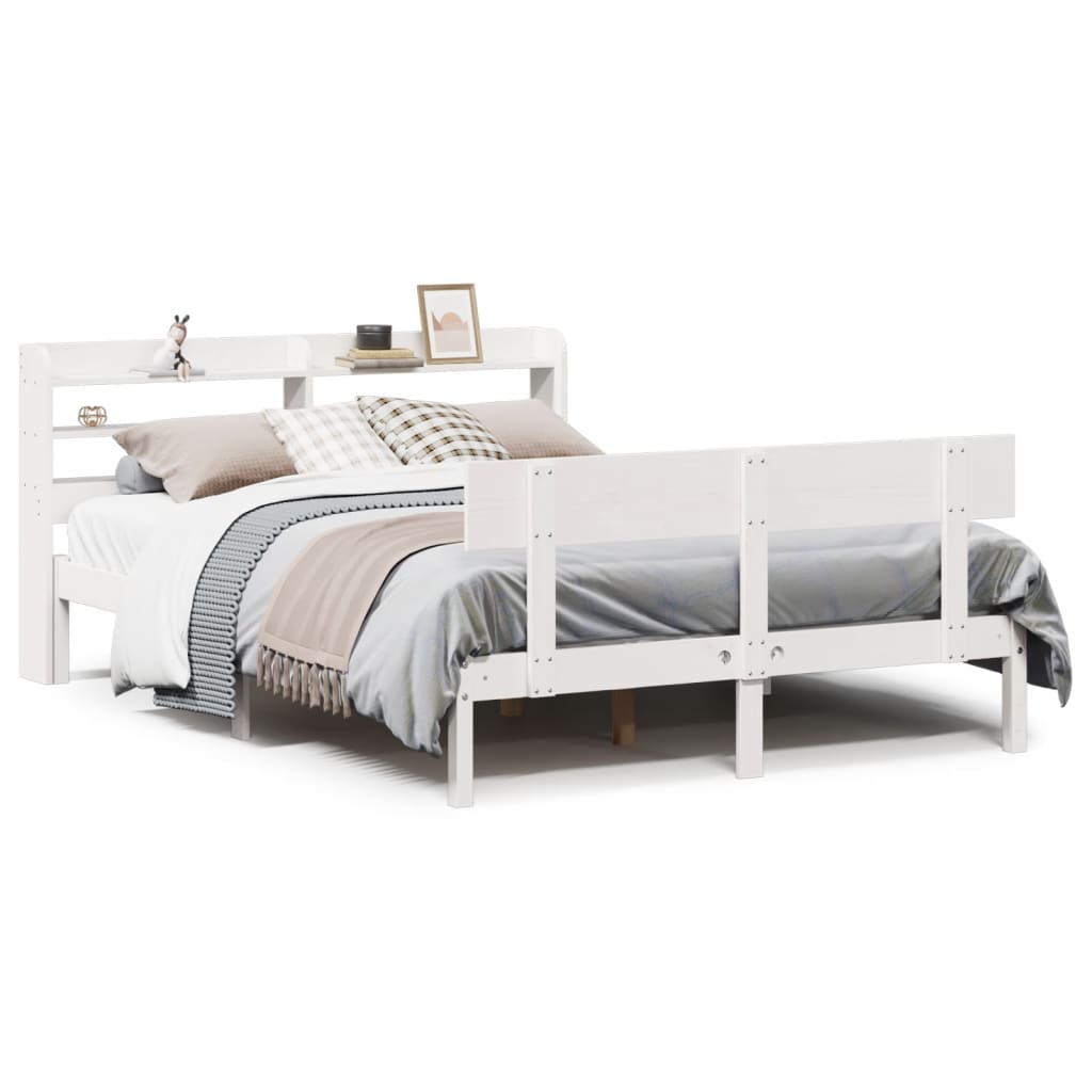 Letto senza Materasso Bianco 140x190 cm Legno Massello di Pino | homemem39