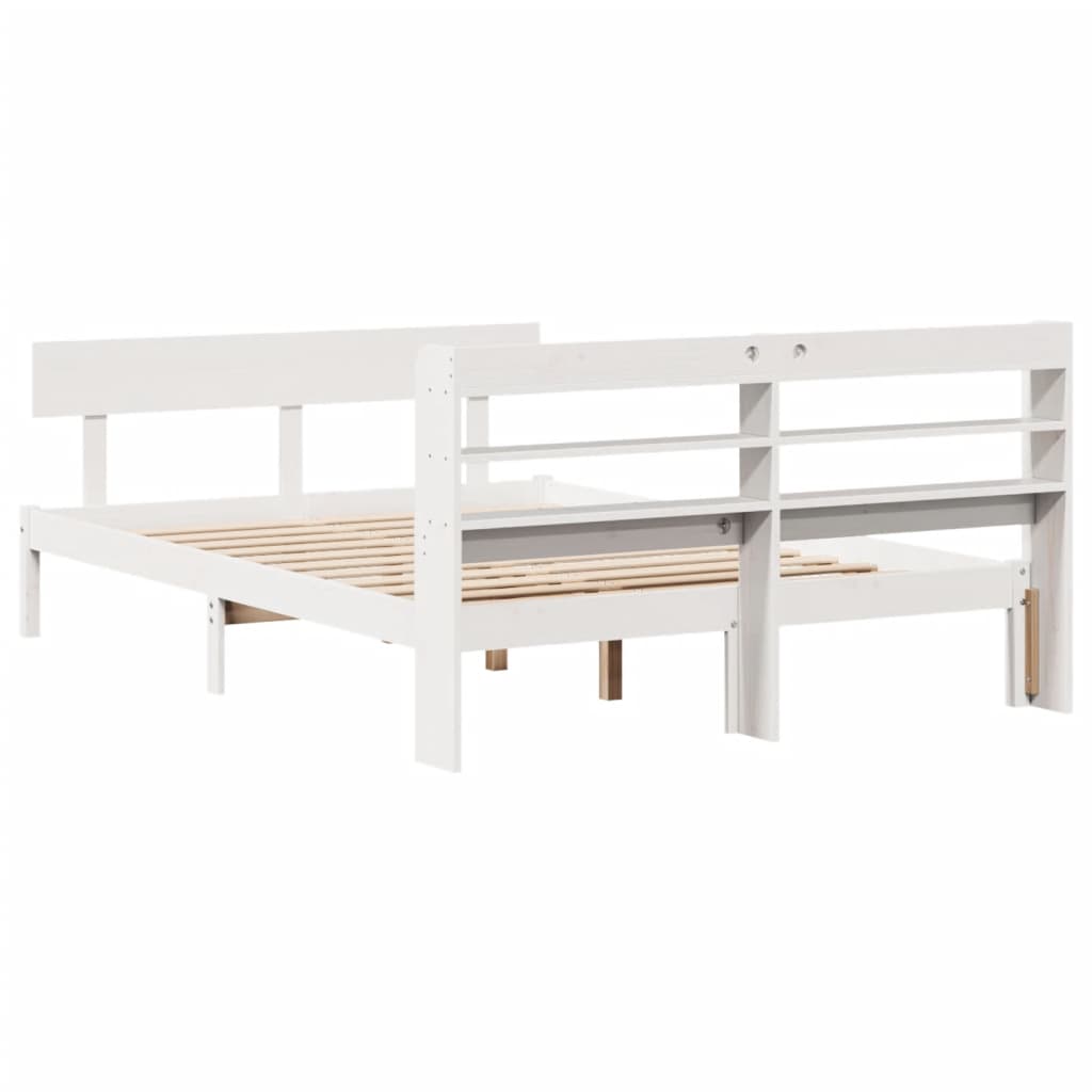 Letto senza Materasso Bianco 140x190 cm Legno Massello di Pino | homemem39