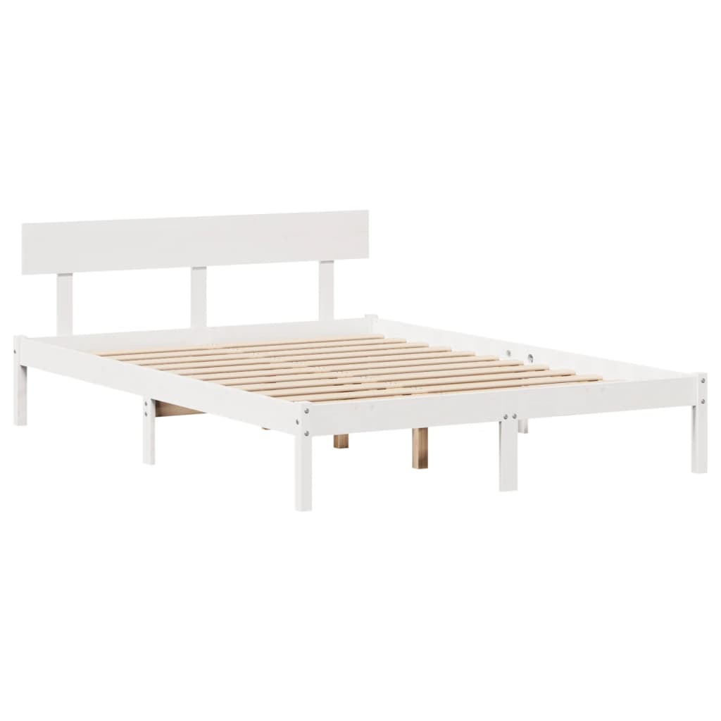 Letto senza Materasso Bianco 140x190 cm Legno Massello di Pino | homemem39