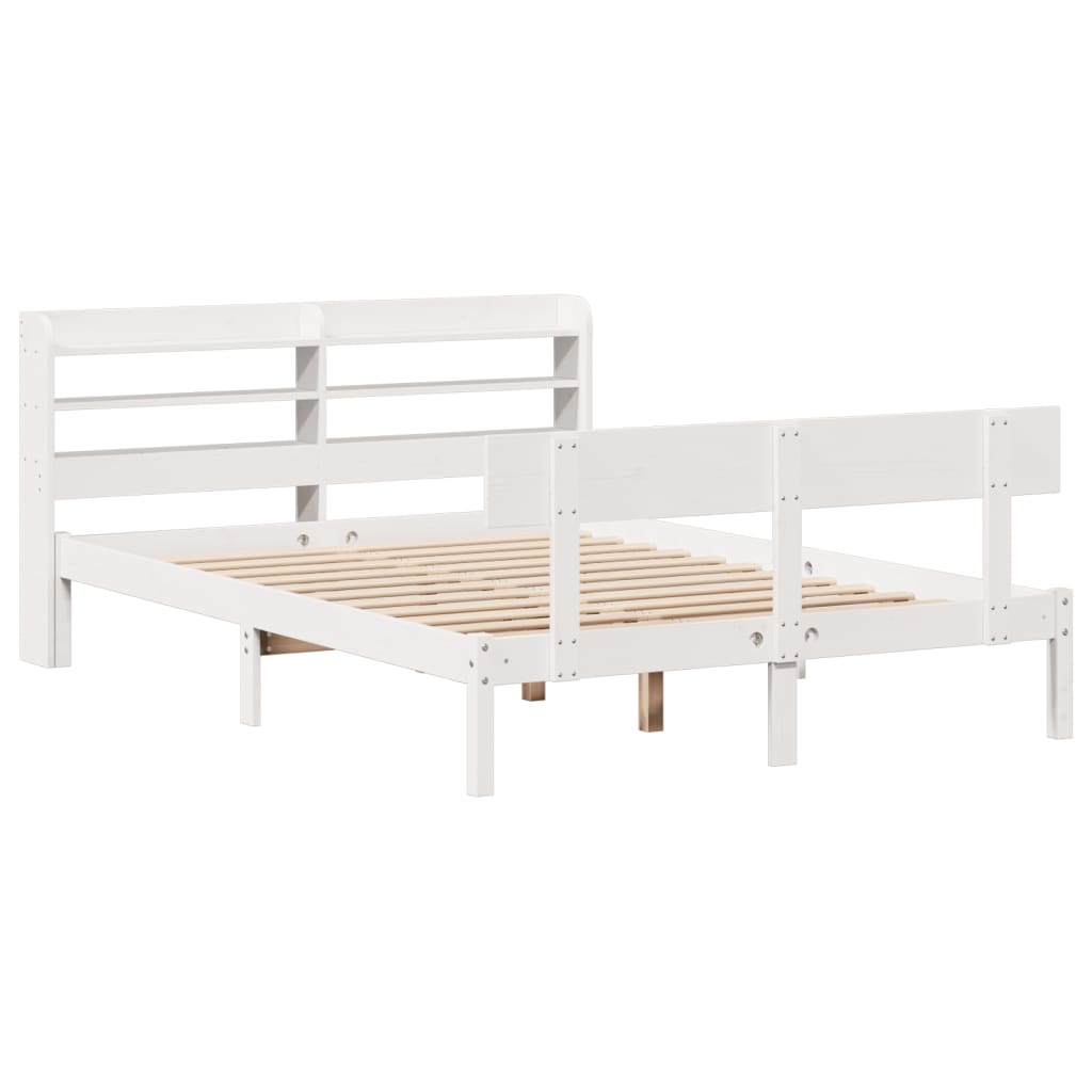 Letto senza Materasso Bianco 150x200 cm Legno Massello di Pino | homemem39