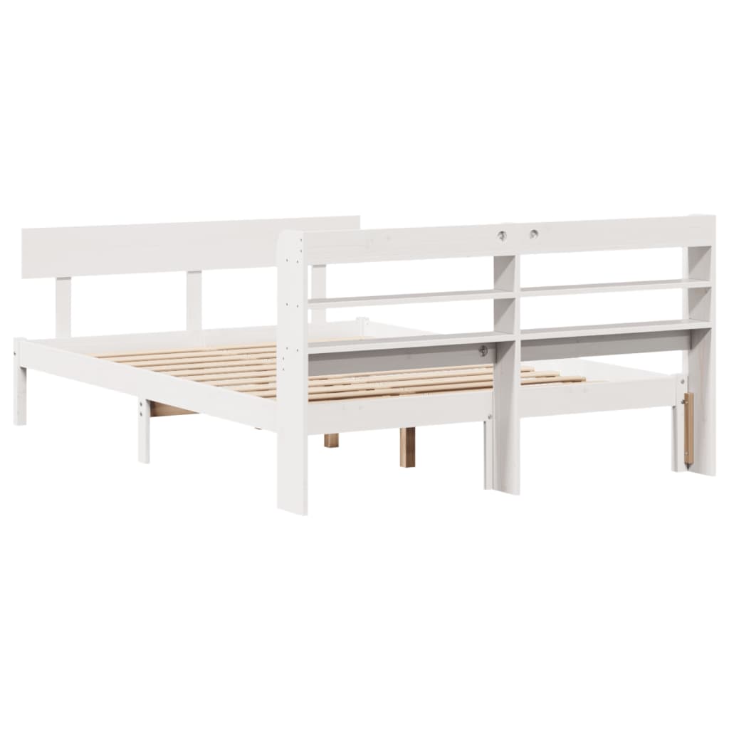 Letto senza Materasso Bianco 150x200 cm Legno Massello di Pino | homemem39