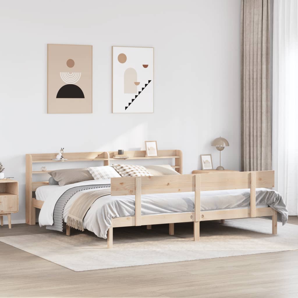 Letto senza Materasso 200x200 cm in Legno Massello di Pino | homemem39