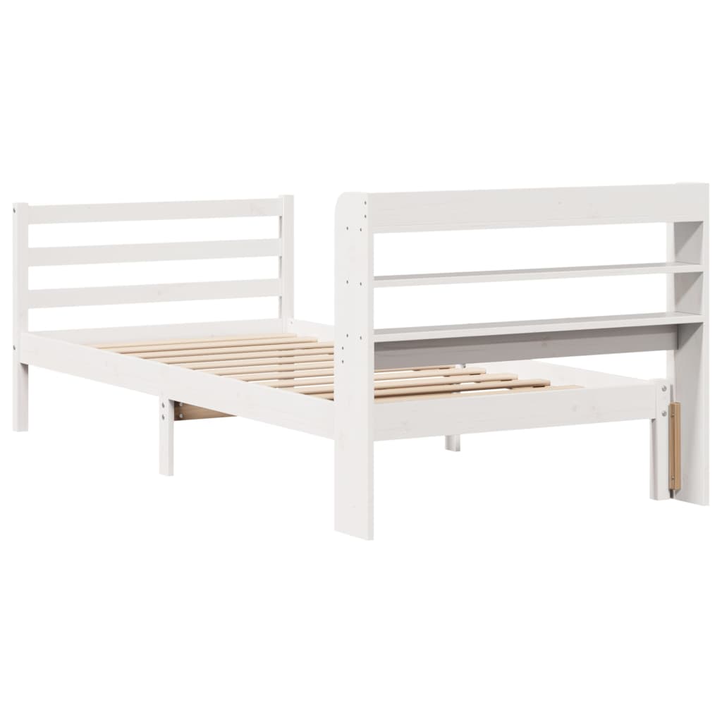 Giroletto con Testiera Bianco 75x190 cm Legno Massello di Pino - homemem39