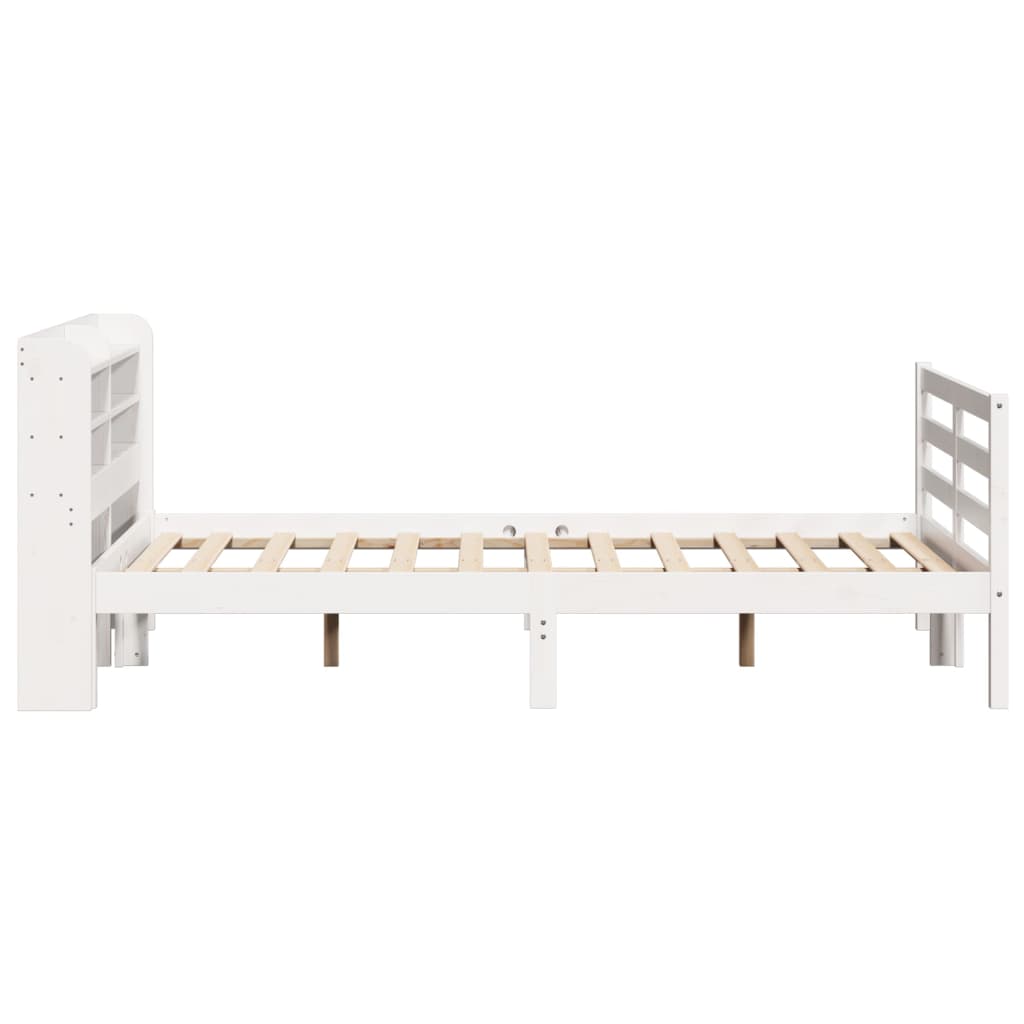 Giroletto con Testiera Bianco 135x190 cm Legno Massello di Pino - homemem39