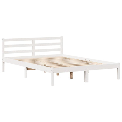 Giroletto con Testiera Bianco 135x190 cm Legno Massello di Pino - homemem39