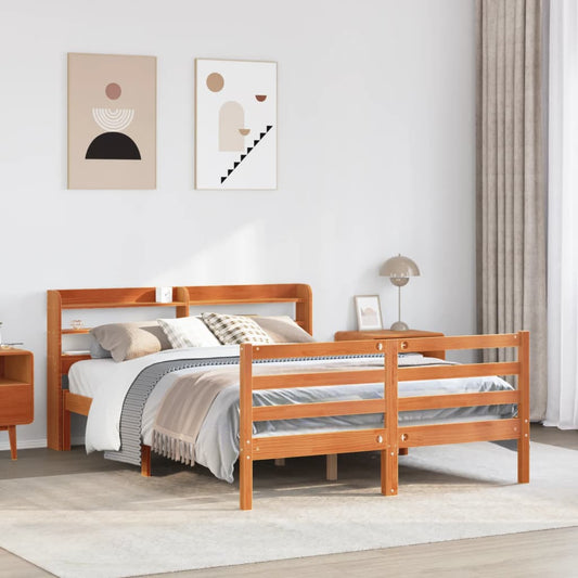 Letto senza Materasso Marrone Cera 120x190 cm in Legno di Pino | homemem39