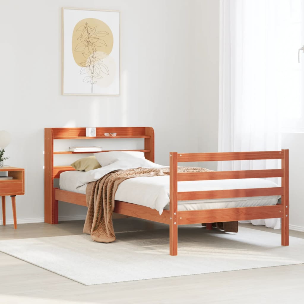 Letto senza Materasso Marrone Cera 100x200 cm in Legno di Pino - homemem39
