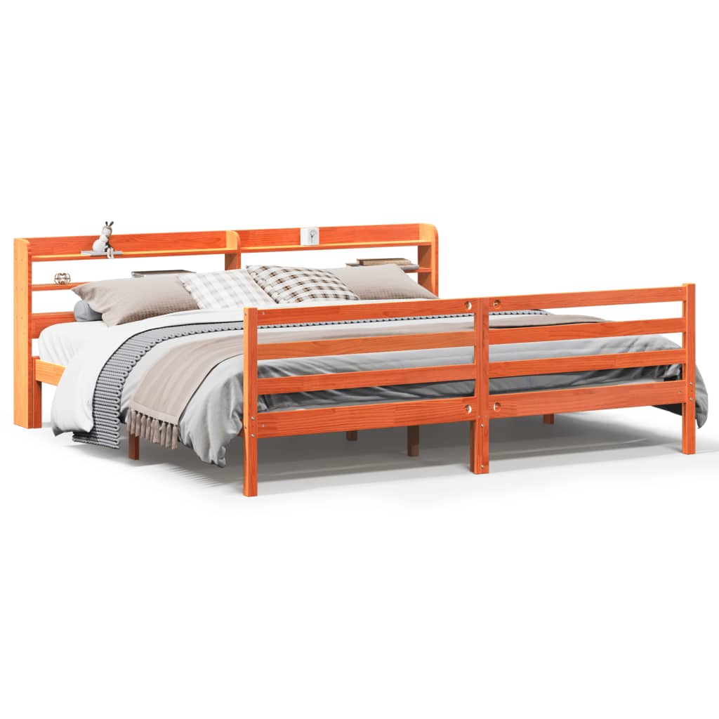 Letto senza Materasso Marrone Cera 200x200 cm in Legno di Pino | homemem39