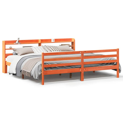 Letto senza Materasso Marrone Cera 200x200 cm in Legno di Pino | homemem39