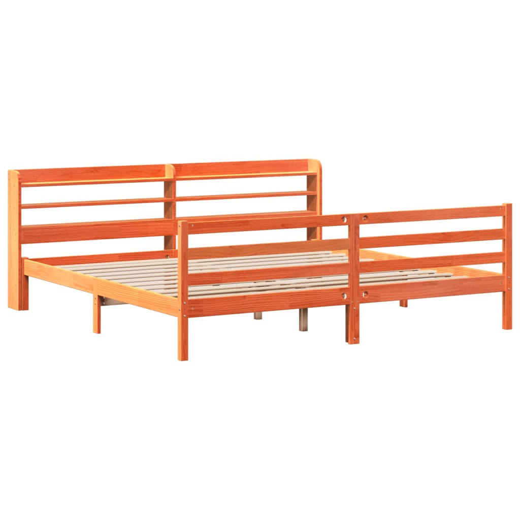 Letto senza Materasso Marrone Cera 200x200 cm in Legno di Pino | homemem39