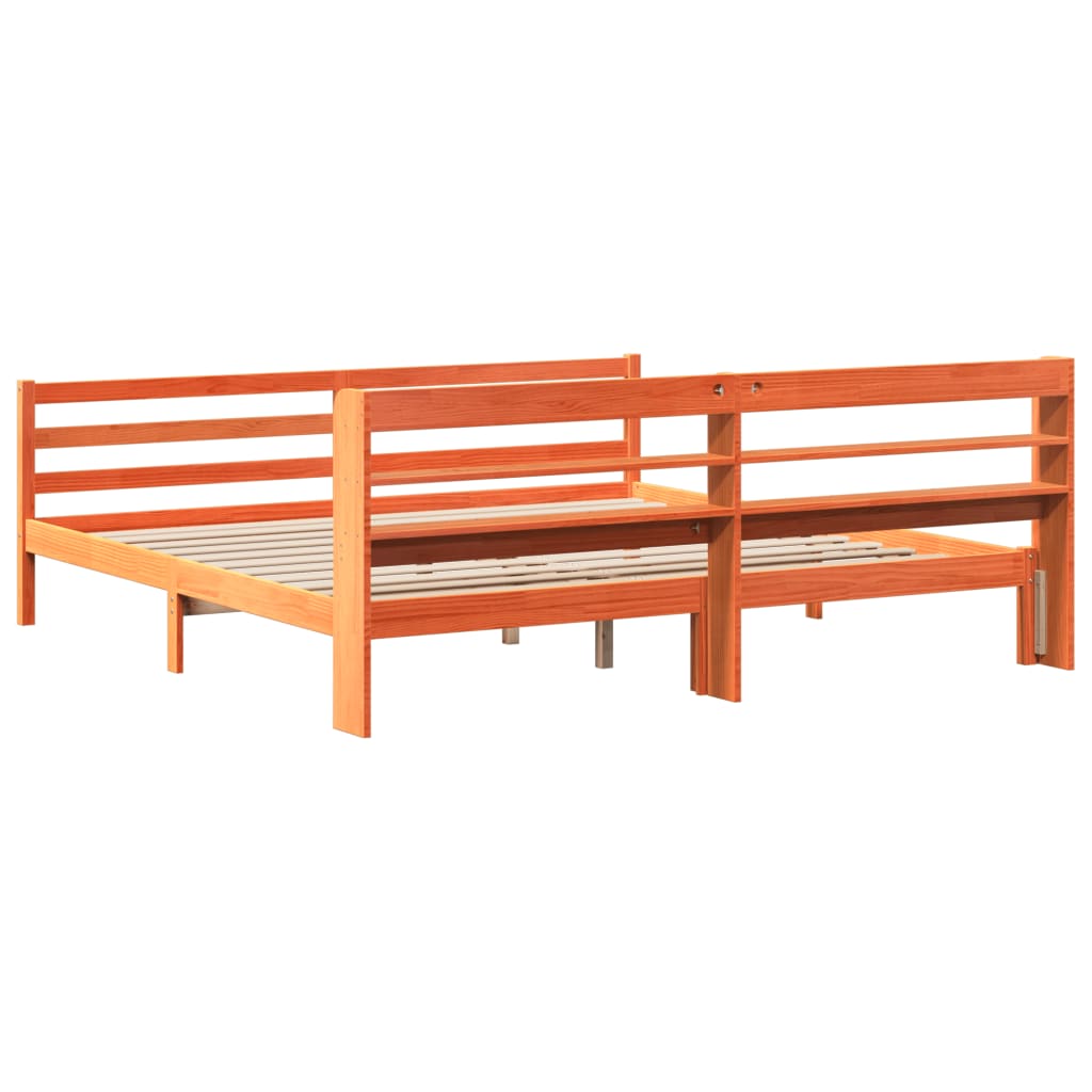 Letto senza Materasso Marrone Cera 200x200 cm in Legno di Pino | homemem39