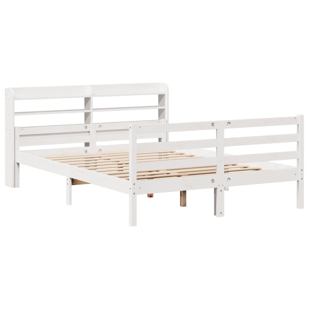 Giroletto con Testiera Bianco 135x190 cm Legno Massello di Pino | homemem39