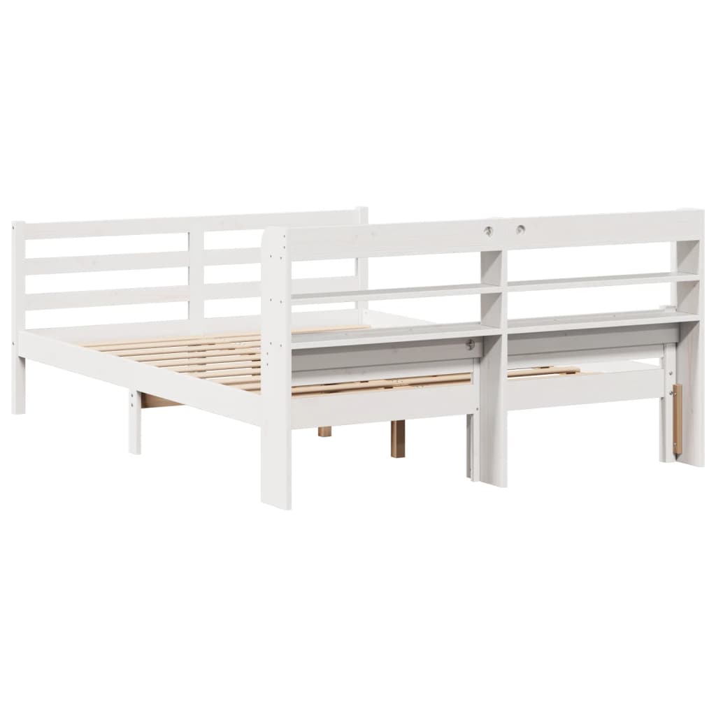 Giroletto con Testiera Bianco 135x190 cm Legno Massello di Pino | homemem39