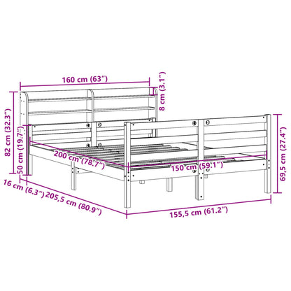 Giroletto con Testiera 150x200 cm in Legno Massello di Pino | homemem39