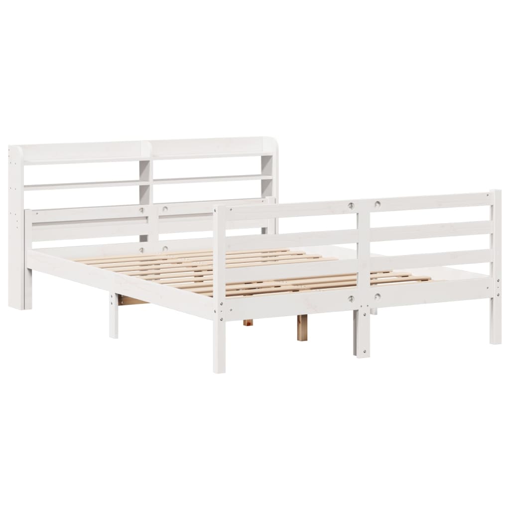 Giroletto con Testiera Bianco 150x200 cm Legno Massello di Pino | homemem39