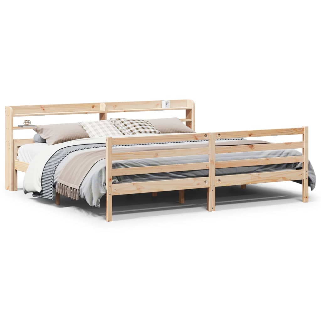 Giroletto con Testiera 200x200 cm in Legno Massello di Pino | homemem39