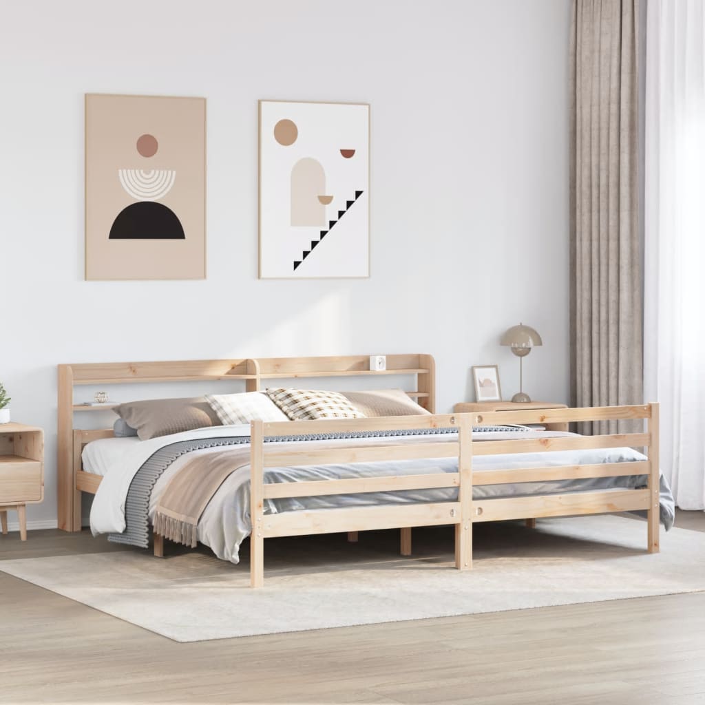 Giroletto con Testiera 200x200 cm in Legno Massello di Pino | homemem39