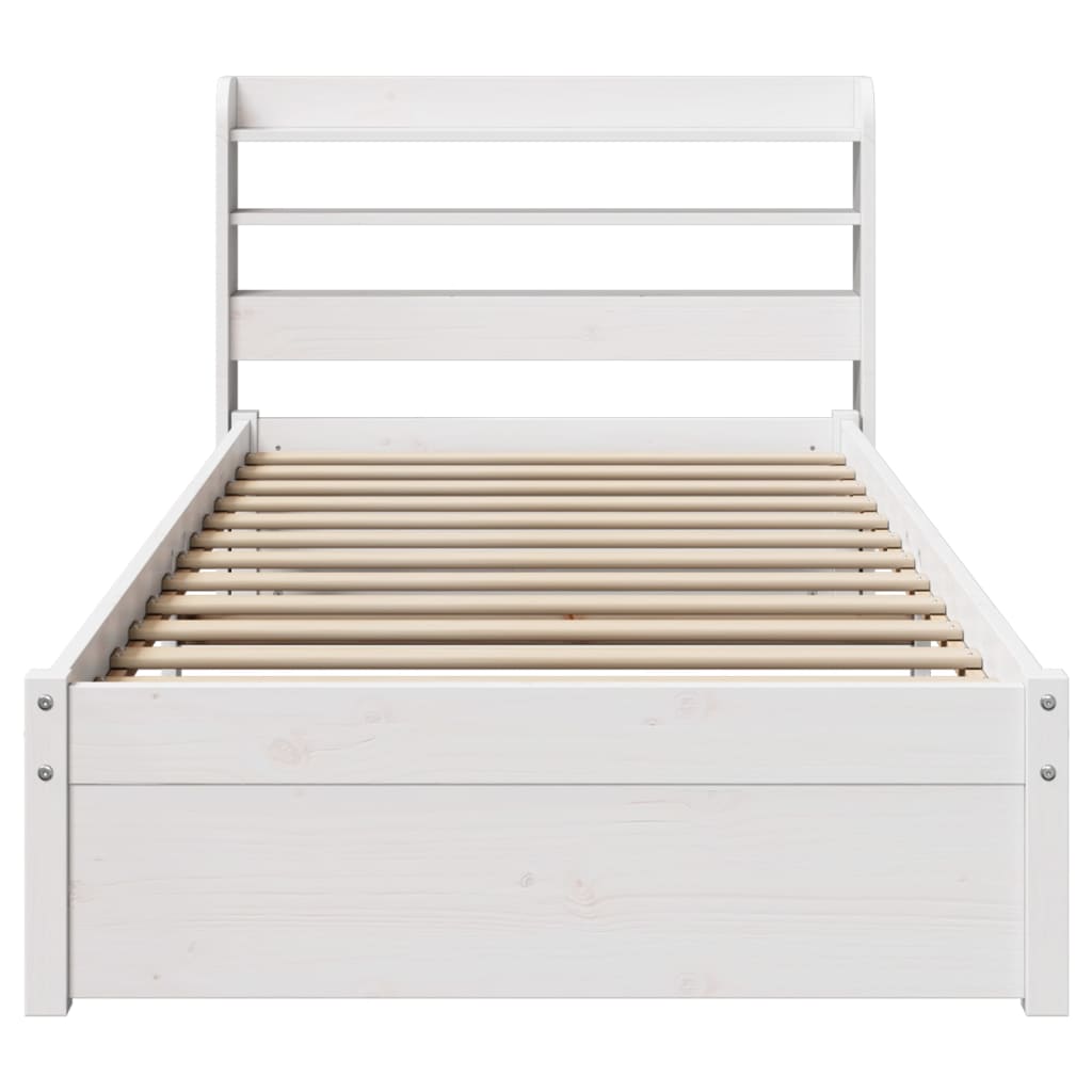 Giroletto con Testiera Bianco 75x190 cm Legno Massello di Pino | homemem39