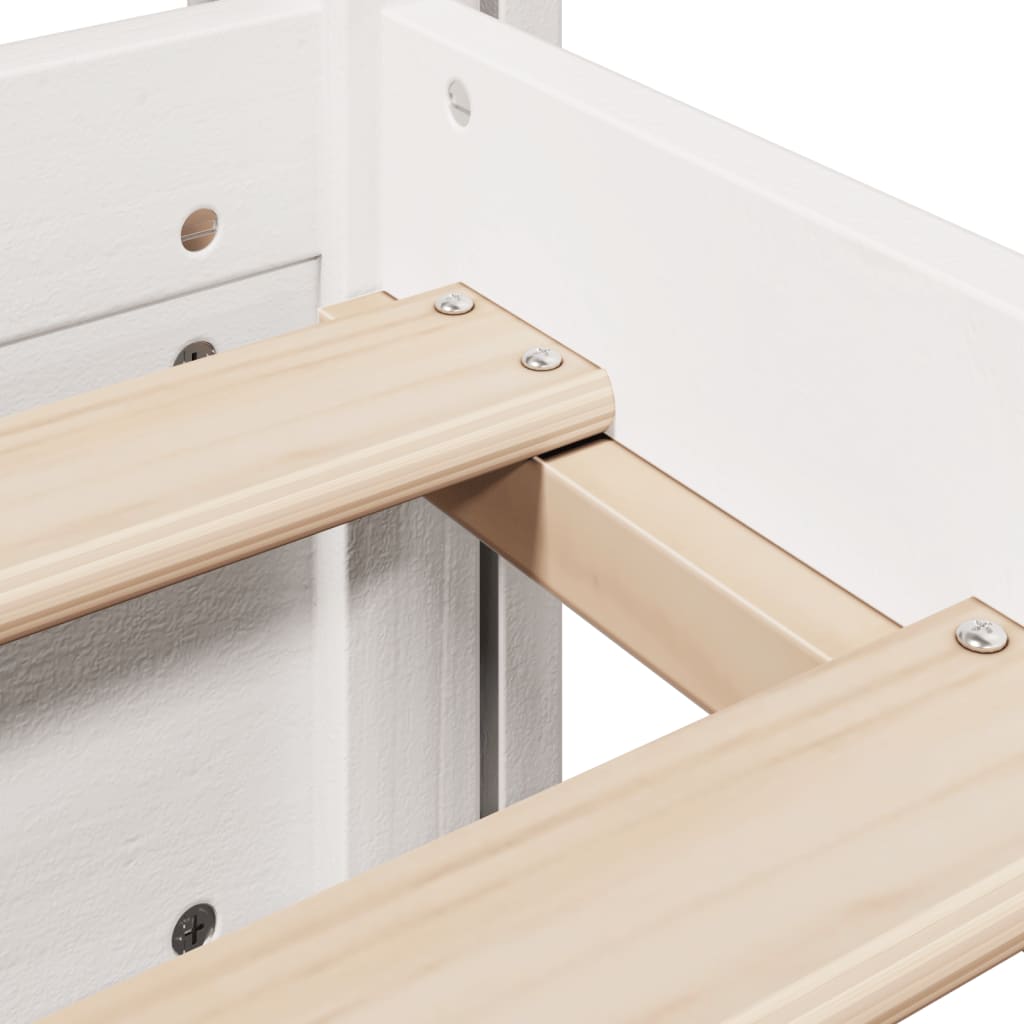 Giroletto con Testiera Bianco 75x190 cm Legno Massello di Pino